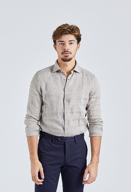 Stenströms Slimline Linen Shirt Light Beige